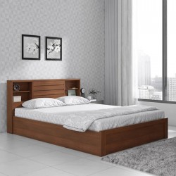 Eduardo Upholstered King Size Bed with Storage in Grey Colour