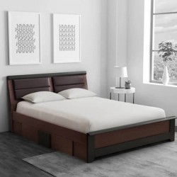Vida King Size Bed with Headboard Storage in Wenge Finish